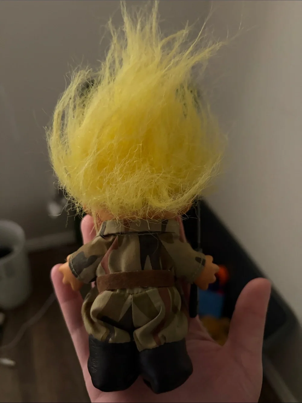 Yellow-Haired Kids Troll Doll in Camouflage Outfit